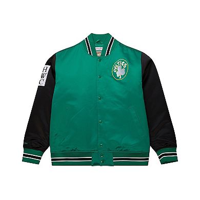 Men's Mitchell & Ness Kelly Green Boston Celtics Hardwood Classic Primetime Full-Snap Satin Jacket