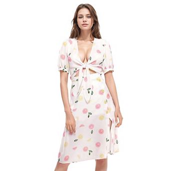 Fruit Punch Tie Hem Open Front Blouse