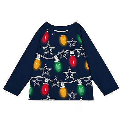Preschool Dallas Cowboys Two-Piece Garland Holiday Long Sleeve Pajama Set