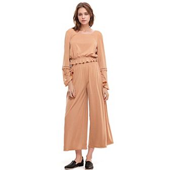 Smocked Waist Wide Leg Palazzo Pants