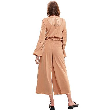 Smocked Waist Wide Leg Palazzo Pants