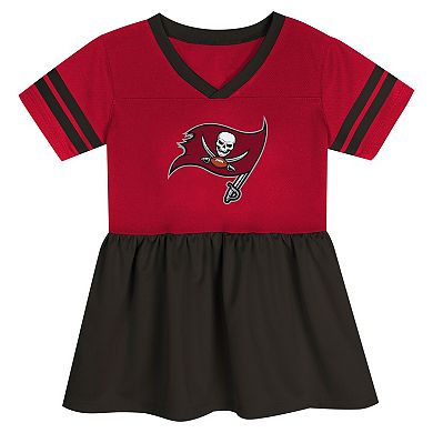 Girls Toddler Red Tampa Bay Buccaneers Stadium Lights Fashion Jersey V-Neck Dress