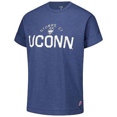 Women's League Collegiate Wear Navy UConn Huskies Slub Rolled Cuff T-Shirt