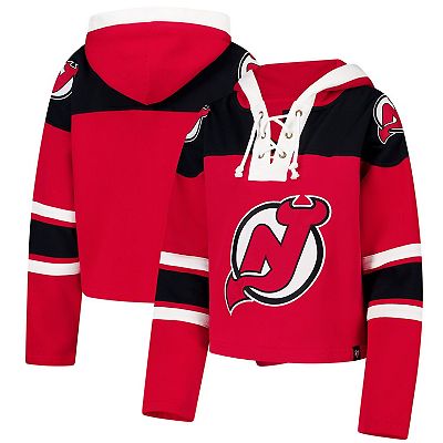 Women's '47 Red New Jersey Devils Cropped Superior Lacer Pullover