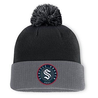 Men's Fanatics Black Seattle Kraken Cuffed Knit Hat with Pom