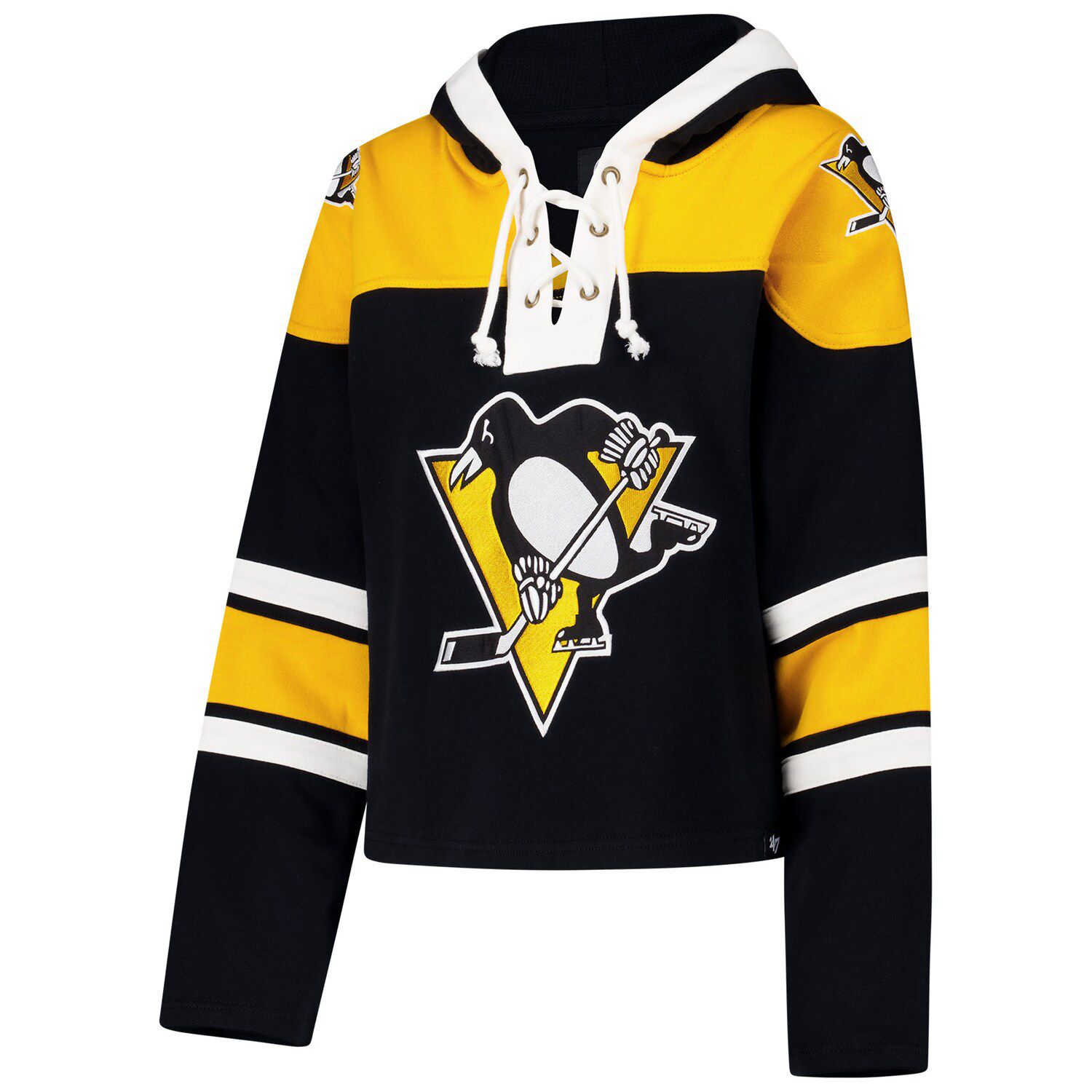47 Brand Mario Lemieux Pittsburgh Penguins Hoodie | Lacer Pullover Hoodie With Embroidered Graphics - View #4