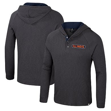 Men's Colosseum Charcoal Illinois Fighting Illini Dujour Ralgan Long Sleeve Henley Hoodie T-Shirt