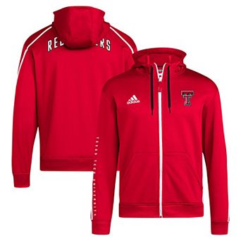 Men's adidas Red Texas Tech Red Raiders 2024 Sideline Travel AEROREADY Full-Zip Hoodie