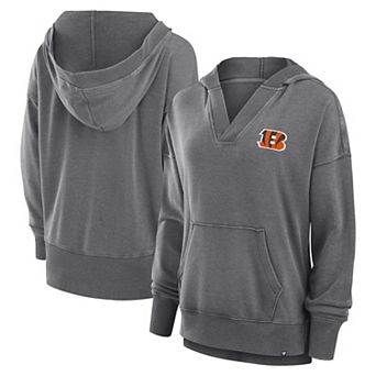Women's Fanatics Heather Charcoal Cincinnati Bengals Initiative Snow Wash French Terry V-Neck Pullover Hoodie