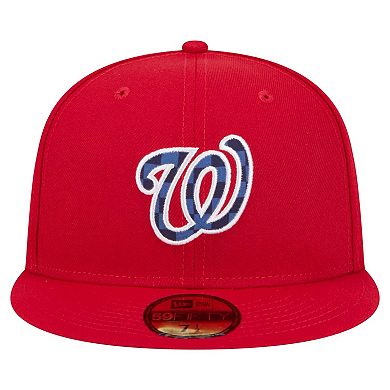 Men's New Era Red Washington Nationals Checkered Undervisor 59FIFTY Fitted Hat