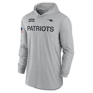 Men's Nike Gray New England Patriots 2024 Salute to Service Lightweight Performance Long Sleeve Hooded T-Shirt