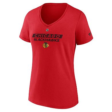 Women's Fanatics Red Chicago Blackhawks Authentic Pro Core Primary V-Neck T-Shirt