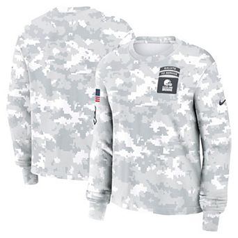 Women's Nike White Cleveland Browns 2024 Salute To Service Long Sleeve T-Shirt