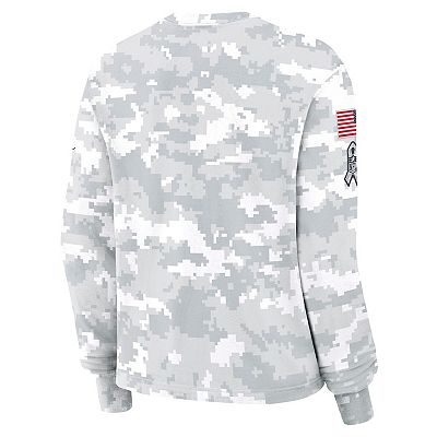 売れ筋商品|||ナイキ Tシャツ トップス レディース Women's Cleveland Browns 2024 Salute To Service Long Sleeve T-Shirt Arctic Camo Women's Nike White Cleveland Browns 2024 Salute To Service