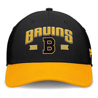 Men's Fanatics Black/Gold Boston Bruins Heritage Captain Flex Hat