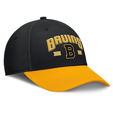 Men's Fanatics Black/Gold Boston Bruins Heritage Captain Flex Hat