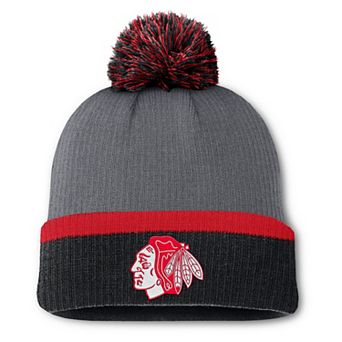 Women's Fanatics Charcoal Chicago Blackhawks Cuffed Knit Hat with Pom