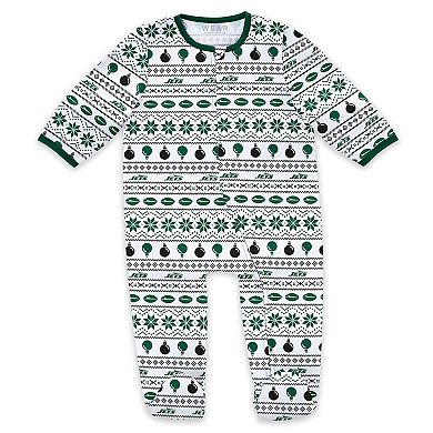 Newborn & Infant WEAR by Erin Andrews New York Jets Allover Print Full-Zip Sleeper & Bib Set