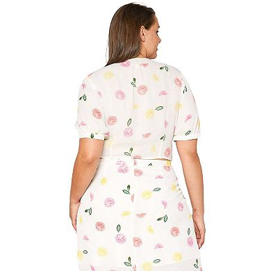 Plus Size Tie Hem Open Front Blouse