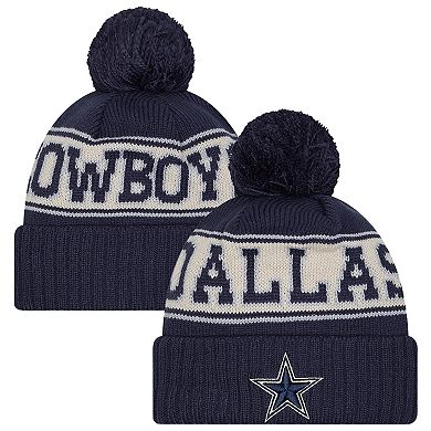Men's New Era Navy Dallas Cowboys Retro Cuffed Knit Hat with Pom