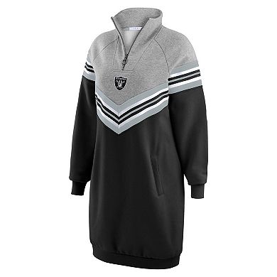 Women's WEAR by Erin Andrews Black/Heather Gray Las Vegas Raiders Chevron Stripe Dress