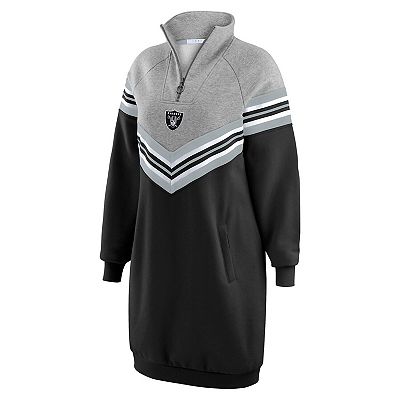Women's WEAR by Erin Andrews Black/Heather Gray Las Vegas Raiders Chevron  Stripe Dress