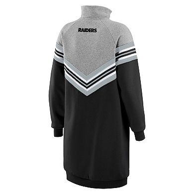 Women's WEAR by Erin Andrews Black/Heather Gray Las Vegas Raiders Chevron Stripe Dress