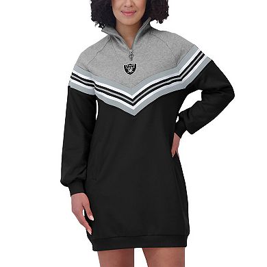 Women's WEAR by Erin Andrews Black/Heather Gray Las Vegas Raiders Chevron Stripe Dress