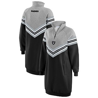 Women's WEAR by Erin Andrews Black/Heather Gray Las Vegas Raiders Chevron Stripe Dress