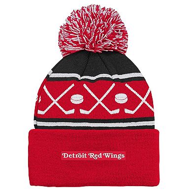 Infant Red Detroit Red Wings Face-Off Cuffed Knit Hat with Pom