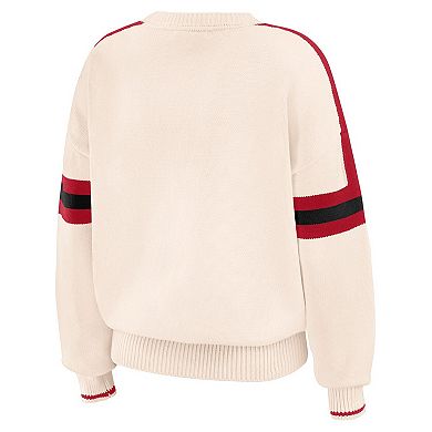Women's WEAR by Erin Andrews Cream San Francisco 49ers Stripe Pullover Sweater