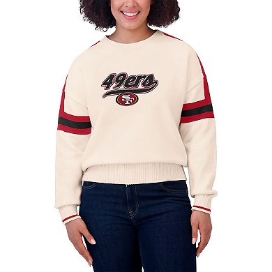 Women's WEAR by Erin Andrews Cream San Francisco 49ers Stripe Pullover Sweater