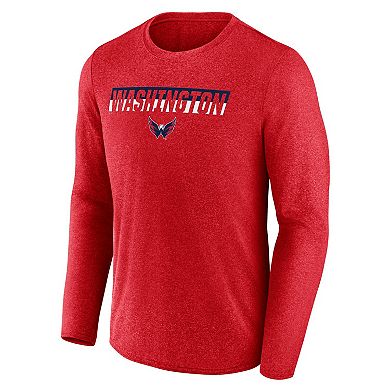 Men's Fanatics Heather Red Washington Capitals Transition Long Sleeve T-Shirt