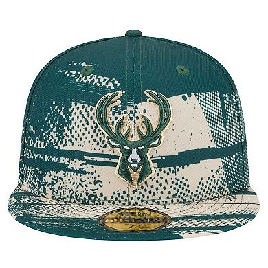 Men's New Era Hunter Green Milwaukee Bucks Tip-Off 59FIFTY Fitted Hat