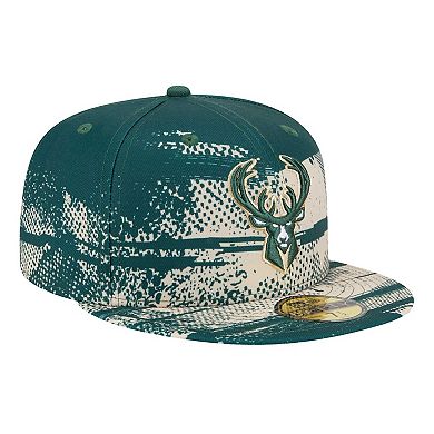 Men's New Era Hunter Green Milwaukee Bucks Tip-Off 59FIFTY Fitted Hat