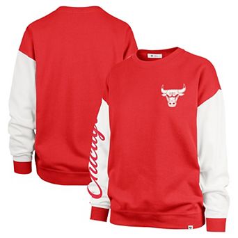 Women's '47 Red Chicago Bulls Rise Andie Oversized Pullover Sweatshirt