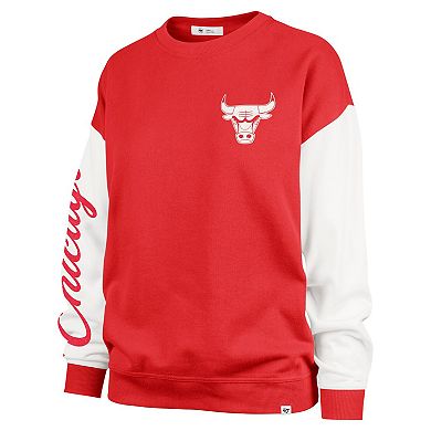 Women's '47 Red Chicago Bulls Rise Andie Oversized Pullover Sweatshirt