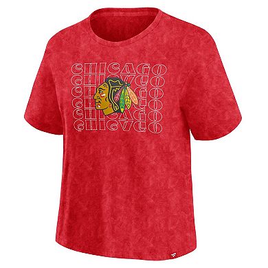 Women's Fanatics Red Chicago Blackhawks Faded Wash T-Shirt