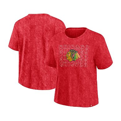 Women's Fanatics Red Chicago Blackhawks Faded Wash T-Shirt