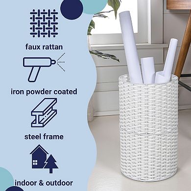 Cecil Modern 4.13-gallon Faux Wicker Cylinder Waste Basket