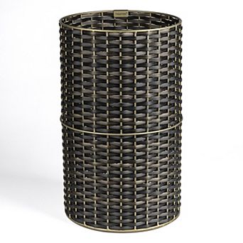 Cecil Modern 4.13-gallon Faux Wicker Cylinder Waste Basket