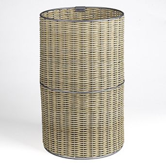 Cecil Modern 4.13-gallon Faux Wicker Cylinder Waste Basket