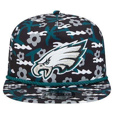 Men's New Era Black Philadelphia Eagles Wakey Wakey Golfer Snapback Hat