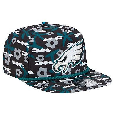 Men's New Era Black Philadelphia Eagles Wakey Wakey Golfer Snapback Hat