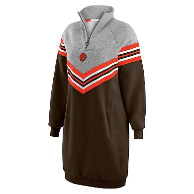 Women's WEAR by Erin Andrews Brown/Heather Gray Cleveland Browns Chevron Stripe Dress