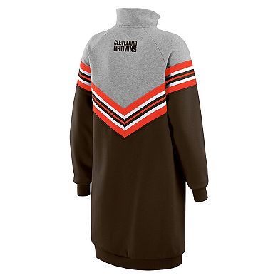 Women's WEAR by Erin Andrews Brown/Heather Gray Cleveland Browns Chevron Stripe Dress