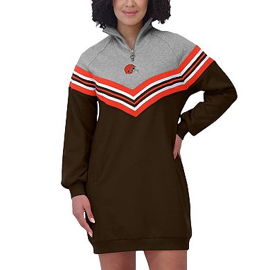 Women's WEAR by Erin Andrews Brown/Heather Gray Cleveland Browns Chevron Stripe Dress