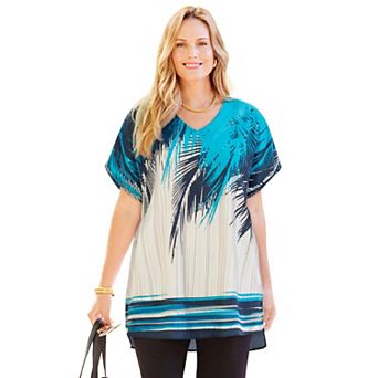 Catherines Women's Plus Size Petite Dolman Sleeve Georgette Top