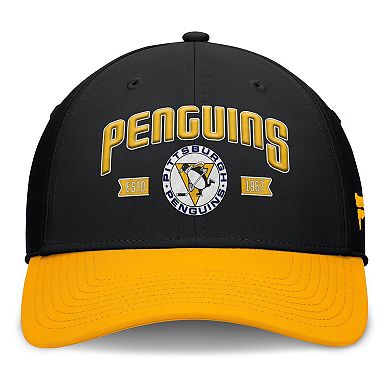 Men's Fanatics Black/Gold Pittsburgh Penguins Heritage Captain Flex Hat