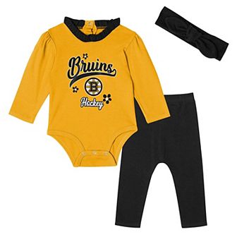 Girls Infant Black Boston Bruins Rink Queen Long Sleeve 3 pc Set